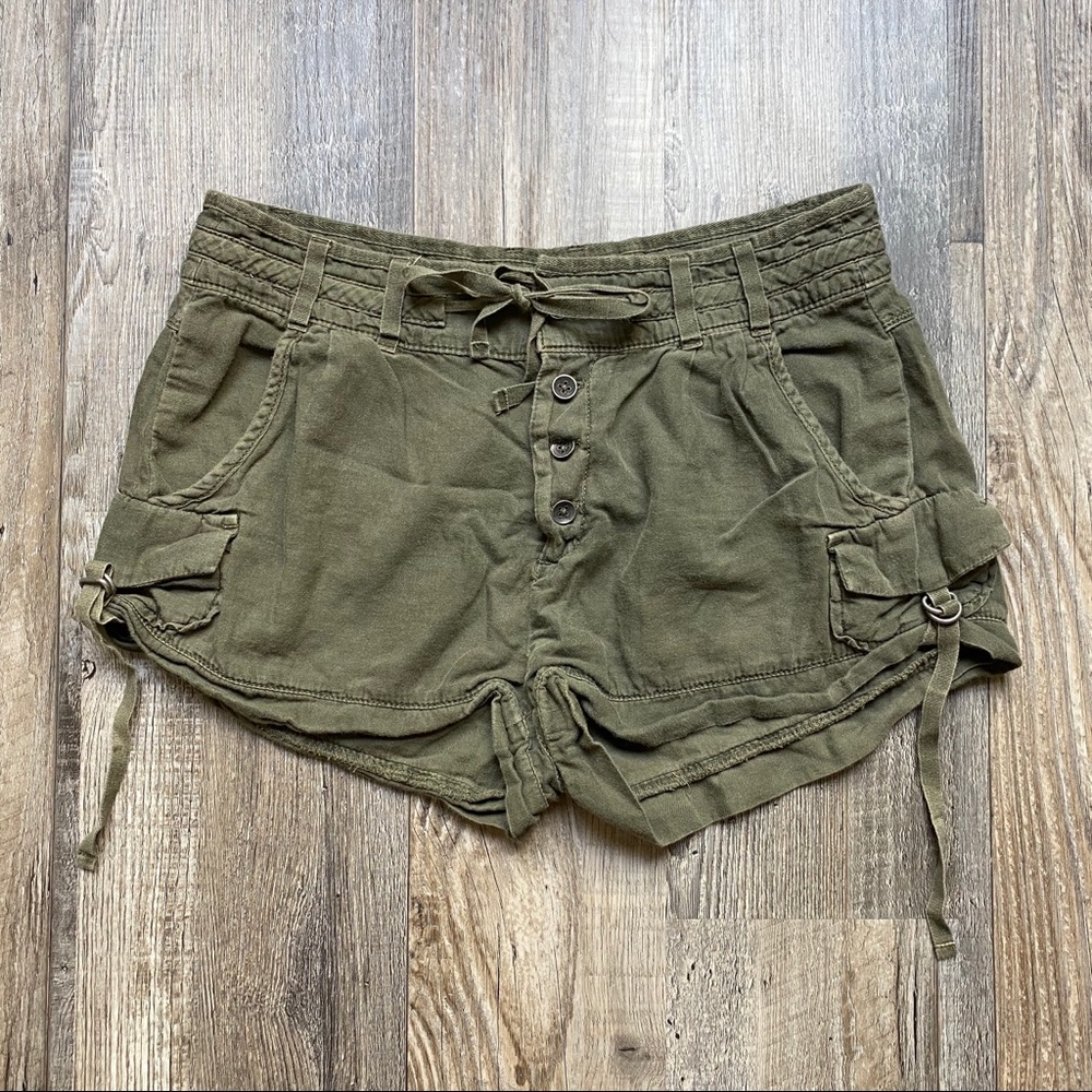 Free People Army Green Cargo Utility Shorts Size 0